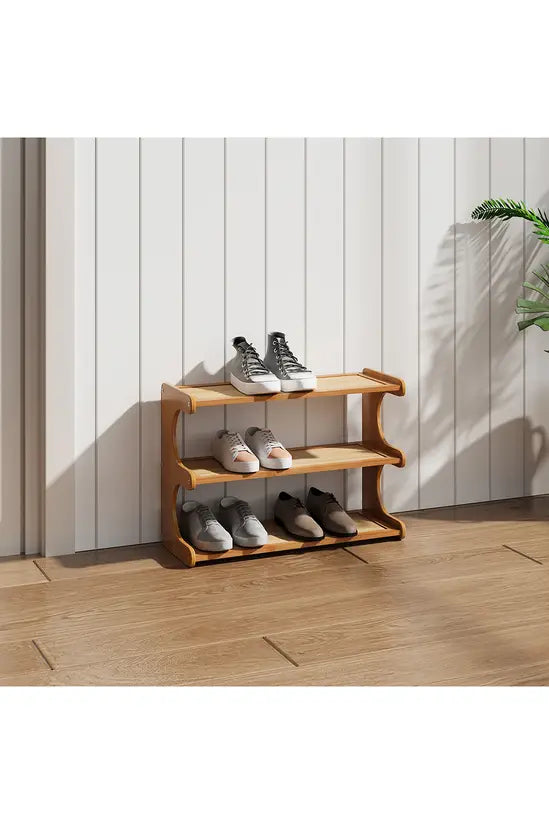 3/4/5 Tier Bamboo Shoe Rack, Compact Freestanding Shoe Storage Organiser, Slim Shoe Shelf for Hallway, Entryway & Small Spaces