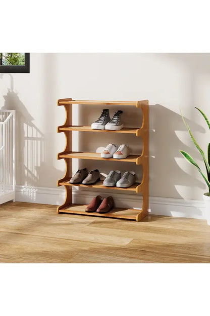 3/4/5 Tier Bamboo Shoe Rack, Compact Freestanding Shoe Storage Organiser, Slim Shoe Shelf for Hallway, Entryway & Small Spaces