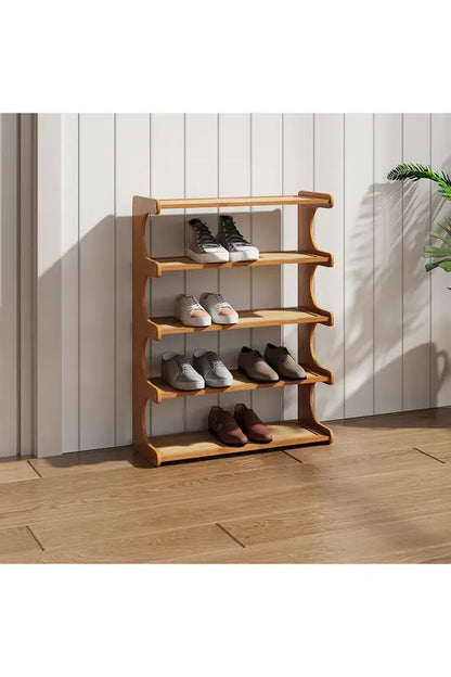 3/4/5 Tier Bamboo Shoe Rack, Compact Freestanding Shoe Storage Organiser, Slim Shoe Shelf for Hallway, Entryway & Small Spaces