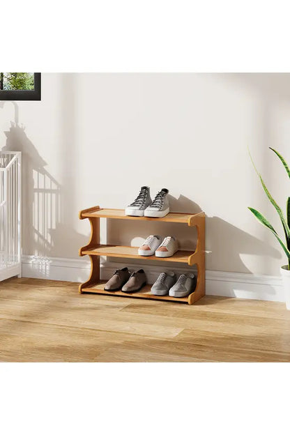 3/4/5 Tier Bamboo Shoe Rack, Compact Freestanding Shoe Storage Organiser, Slim Shoe Shelf for Hallway, Entryway & Small Spaces