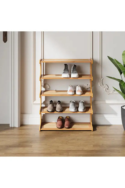3/4/5 Tier Bamboo Shoe Rack, Compact Freestanding Shoe Storage Organiser, Slim Shoe Shelf for Hallway, Entryway & Small Spaces