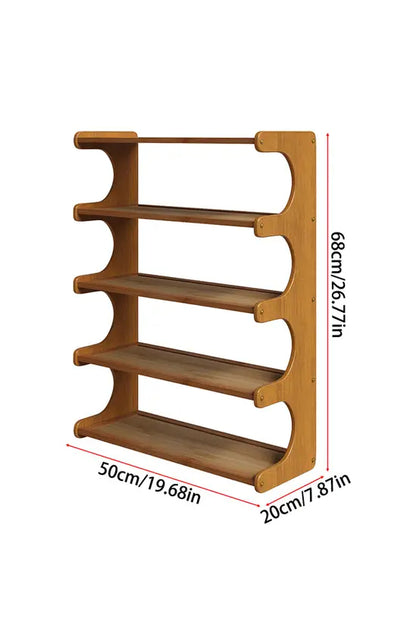 3/4/5 Tier Bamboo Shoe Rack, Compact Freestanding Shoe Storage Organiser, Slim Shoe Shelf for Hallway, Entryway & Small Spaces