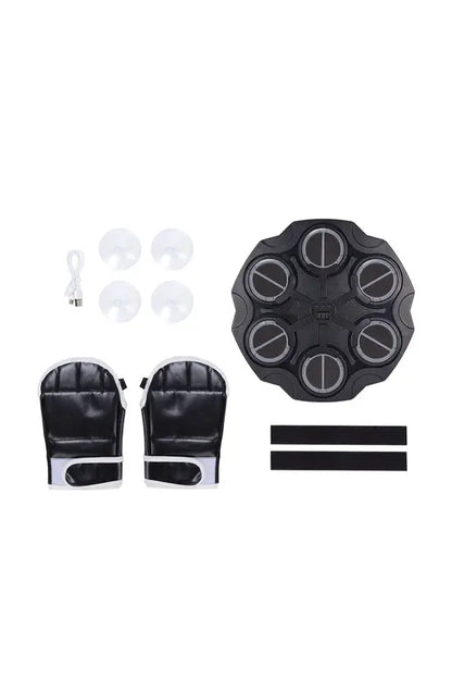 Music Boxing Machine with LED Lights & Bluetooth, Wall Mounted Punching Game with Gloves, 6-Target, for Kids & Adults