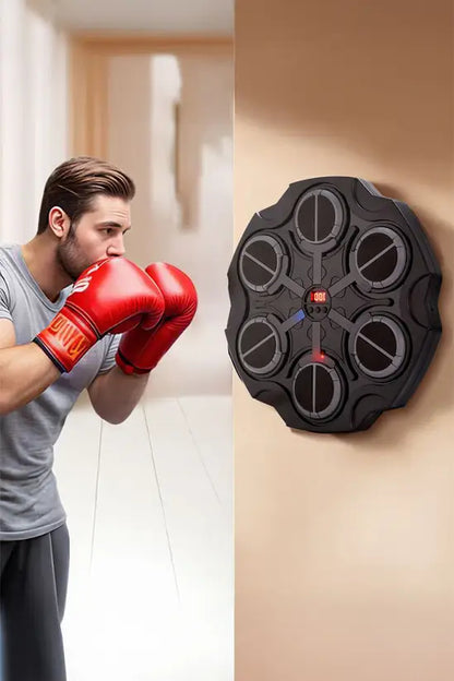Music Boxing Machine with LED Lights & Bluetooth, Wall Mounted Punching Game with Gloves, 6-Target, for Kids & Adults