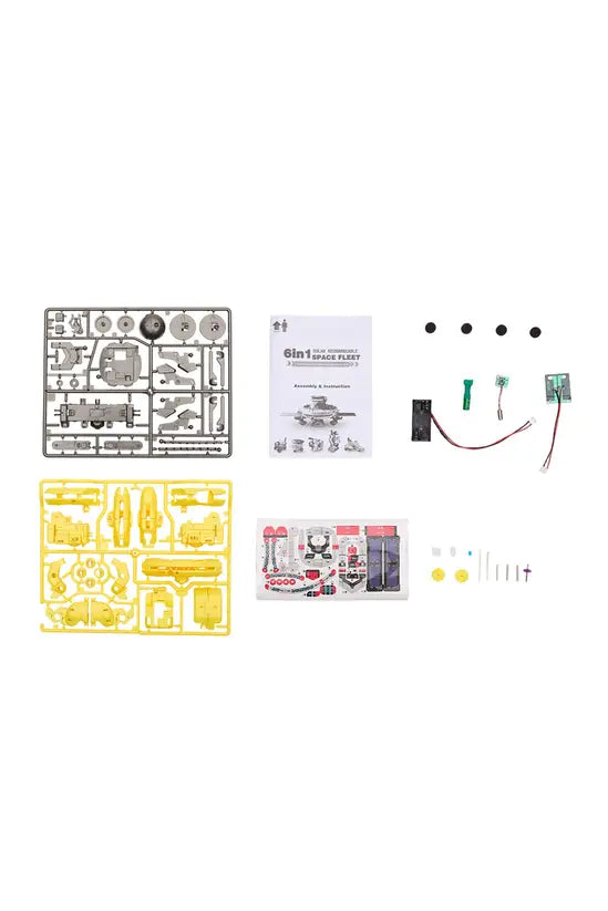 6-in-1 Solar Space Robot Building Kit, STEM Educational DIY Science Toy for Kids, Solar & Battery Powered Space Fleet Construction Set