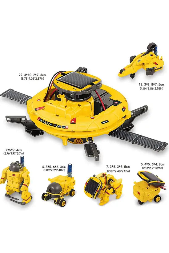 6-in-1 Solar Space Robot Building Kit, STEM Educational DIY Science Toy for Kids, Solar & Battery Powered Space Fleet Construction Set