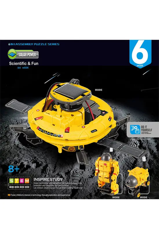 6-in-1 Solar Space Robot Building Kit, STEM Educational DIY Science Toy for Kids, Solar & Battery Powered Space Fleet Construction Set