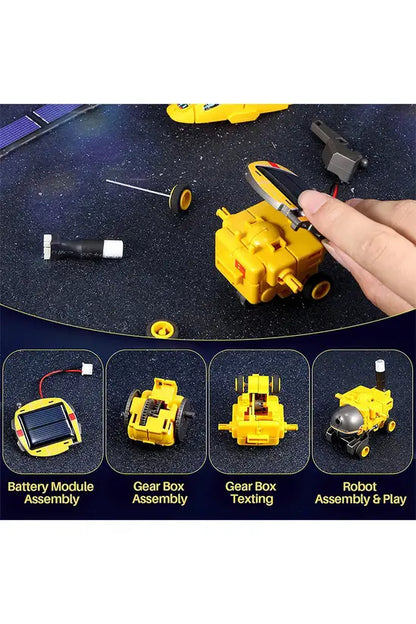 6-in-1 Solar Space Robot Building Kit, STEM Educational DIY Science Toy for Kids, Solar & Battery Powered Space Fleet Construction Set