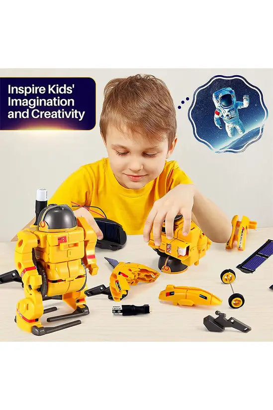 6-in-1 Solar Space Robot Building Kit, STEM Educational DIY Science Toy for Kids, Solar & Battery Powered Space Fleet Construction Set