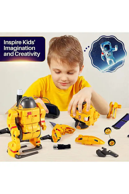 6-in-1 Solar Space Robot Building Kit, STEM Educational DIY Science Toy for Kids, Solar & Battery Powered Space Fleet Construction Set