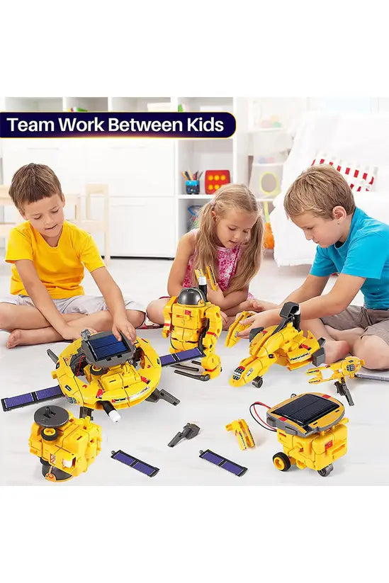 6-in-1 Solar Space Robot Building Kit, STEM Educational DIY Science Toy for Kids, Solar & Battery Powered Space Fleet Construction Set