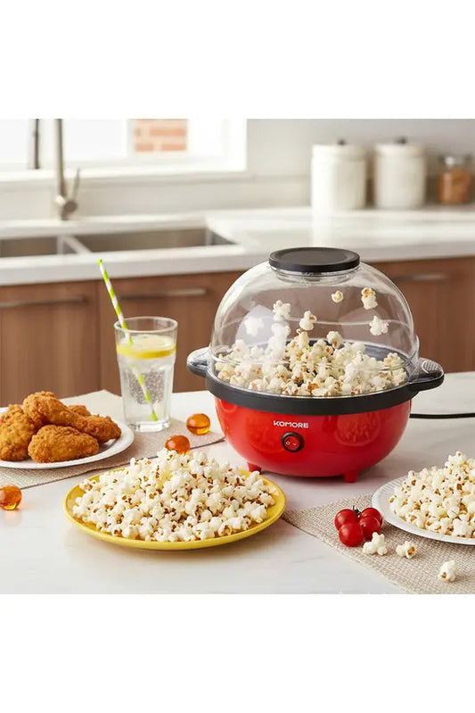 Electric Popcorn Maker with Stirring Function, Non-Stick Popcorn Machine with Transparent Lid, 650W Home Popcorn Popper for Movie Nights