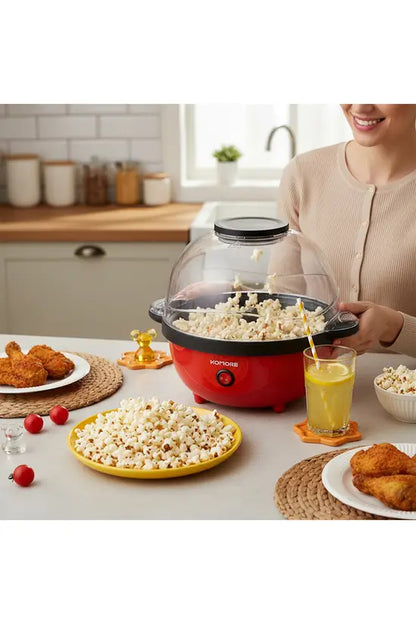 Electric Popcorn Maker with Stirring Function, Non-Stick Popcorn Machine with Transparent Lid, 650W Home Popcorn Popper for Movie Nights