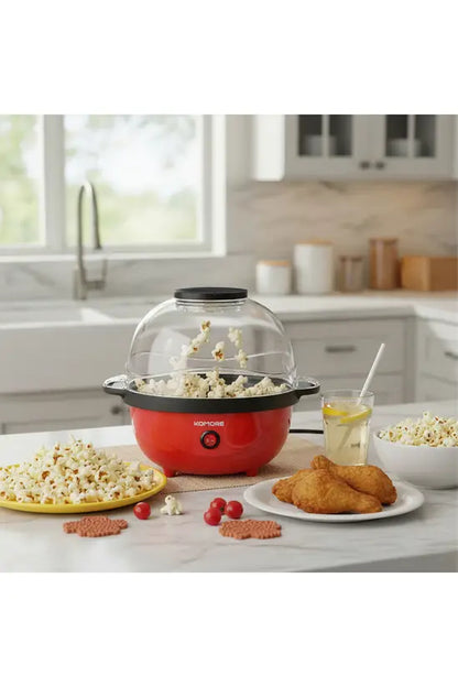 Electric Popcorn Maker with Stirring Function, Non-Stick Popcorn Machine with Transparent Lid, 650W Home Popcorn Popper for Movie Nights