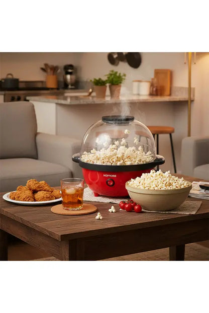 Electric Popcorn Maker with Stirring Function, Non-Stick Popcorn Machine with Transparent Lid, 650W Home Popcorn Popper for Movie Nights