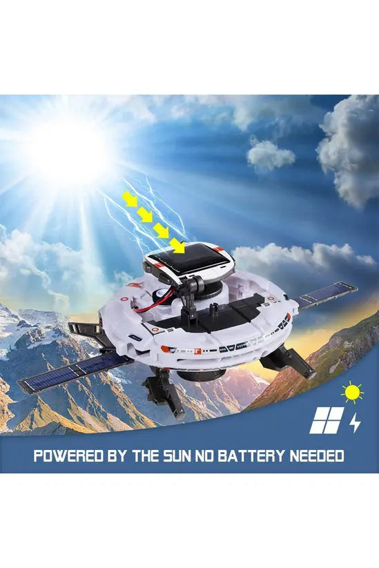 7-in-1 Solar Space Robot Building Kit, STEM Educational DIY Science Toy for Kids, Solar & Battery Powered Space Fleet Construction Set