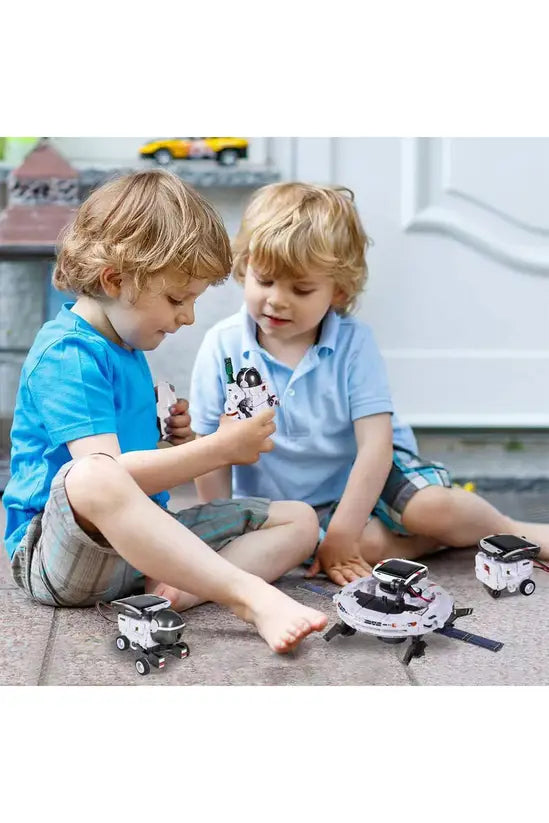 7-in-1 Solar Space Robot Building Kit, STEM Educational DIY Science Toy for Kids, Solar & Battery Powered Space Fleet Construction Set