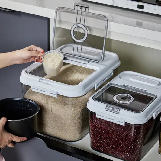Airtight Rice Storage Container, 7.5kg/15kg Large Food Storage Bin with Lid, BPA-Free Grain Dispenser with Magnetic Flip-Top & Date Tracker for Kitchen Pantry