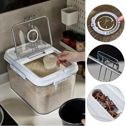 Airtight Rice Storage Container, 7.5kg/15kg Large Food Storage Bin with Lid, BPA-Free Grain Dispenser with Magnetic Flip-Top & Date Tracker for Kitchen Pantry
