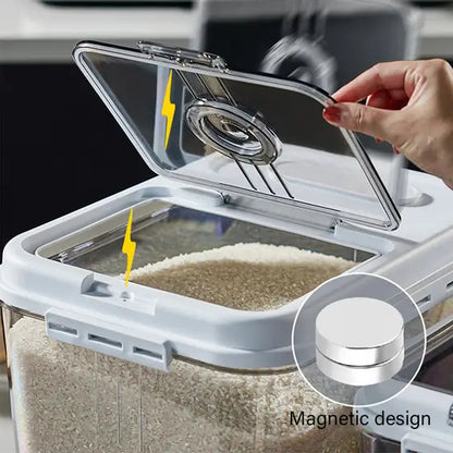 Airtight Rice Storage Container, 7.5kg/15kg Large Food Storage Bin with Lid, BPA-Free Grain Dispenser with Magnetic Flip-Top & Date Tracker for Kitchen Pantry