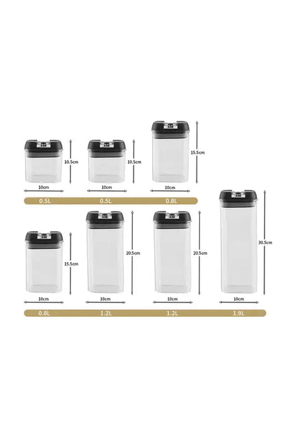 7Pcs Airtight Food Dry Grain Cereal Storage Containers 6.9L with Clasp Lids （0.5*2+0.8*2+1.2*2+1.9L）