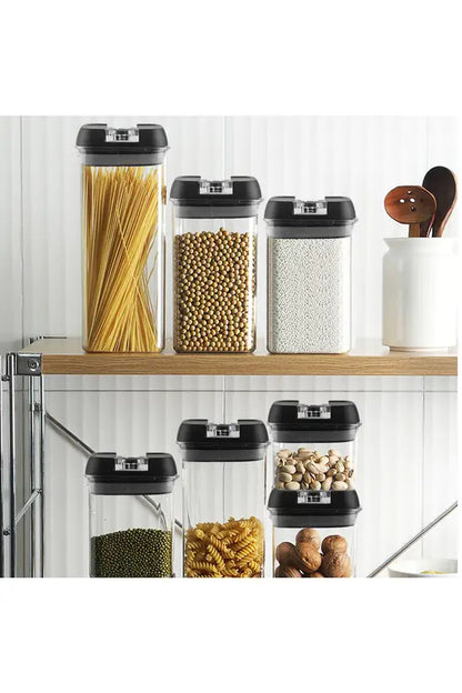 7Pcs Airtight Food Dry Grain Cereal Storage Containers 6.9L with Clasp Lids （0.5*2+0.8*2+1.2*2+1.9L）