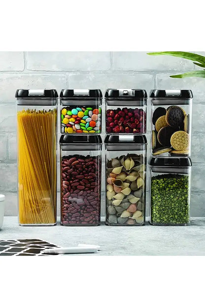 7Pcs Airtight Food Dry Grain Cereal Storage Containers 6.9L with Clasp Lids （0.5*2+0.8*2+1.2*2+1.9L）