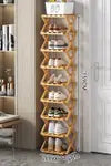 Slim Bamboo Shoe Rack, Foldable & Stackable, 6-9 Tier Narrow Shoe Storage Shelf for Entryway, Space-Saving Design