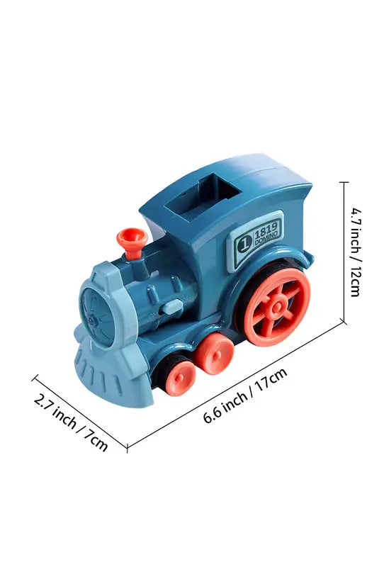 Domino Train Toy Set, Automatic Domino Laying Electric Train with 100 Colorful Blocks for Kids