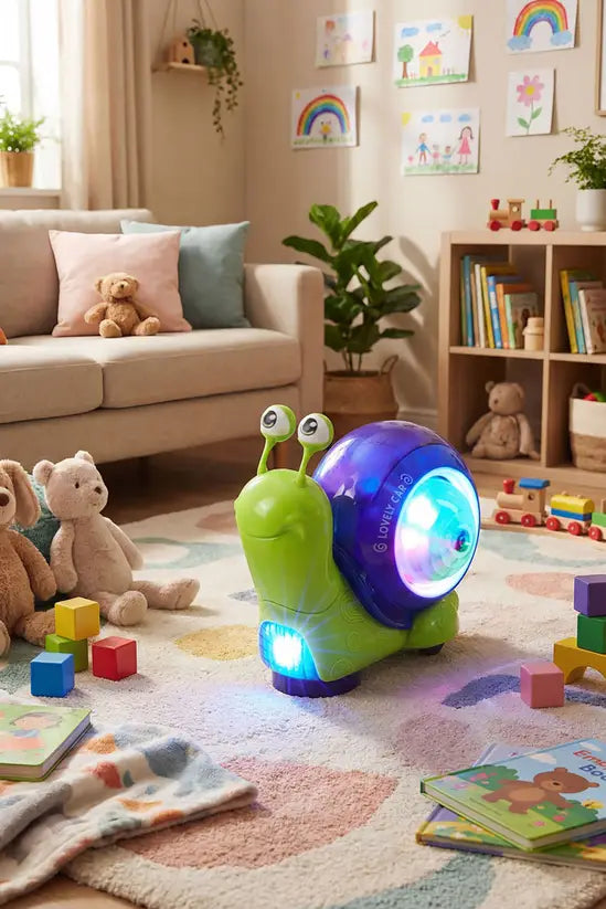Interactive Bump-and-Go Snail Toy for Toddlers, Moving Light-Up Toy with Music, Educational Kids Gift for Boys & Girls