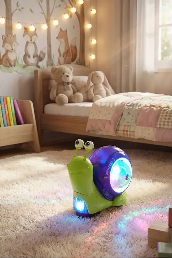 Interactive Bump-and-Go Snail Toy for Toddlers, Moving Light-Up Toy with Music, Educational Kids Gift for Boys & Girls