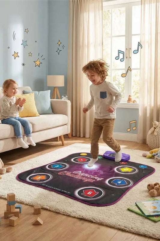 Kids Electronic Dance Mat Toy with Bluetooth, Light-Up Dancing Game Mat with Built-in Music, Educational Gift for Boys & Girls