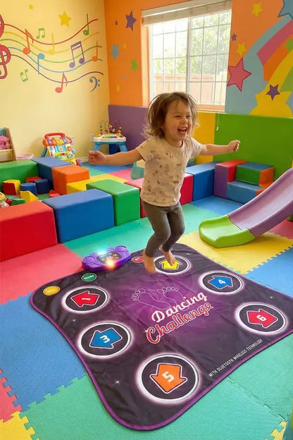 Kids Electronic Dance Mat Toy with Bluetooth, Light-Up Dancing Game Mat with Built-in Music, Educational Gift for Boys & Girls
