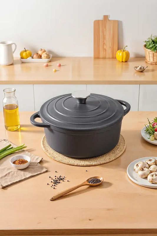 Premium Enamelled Cast Iron Dutch Oven, 2L/5L/6L, Non-Stick Interior, Airtight Lid, Oven Safe Up to 250℃, for Gas/Electric/Induction Hobs