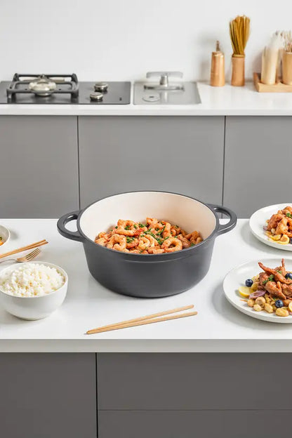 Enamelled Cast Iron Dutch Oven, 2L/5L/6L, Airtight Lid, Non-Stick Interior, Oven Safe Up to 250℃(500℉), Gas/Electric/Induction Compatible