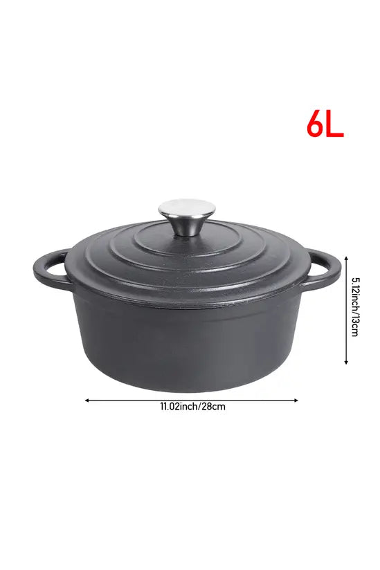 Premium Enamelled Cast Iron Dutch Oven, 2L/5L/6L, Non-Stick Interior, Airtight Lid, Oven Safe Up to 250℃, for Gas/Electric/Induction Hobs