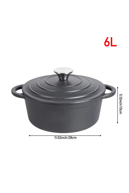 Enamelled Cast Iron Dutch Oven, 2L/5L/6L, Airtight Lid, Non-Stick Interior, Oven Safe Up to 250℃(500℉), Gas/Electric/Induction Compatible
