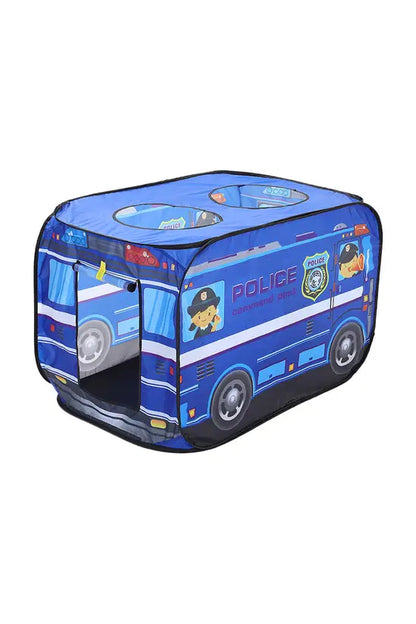 Police Car Pop-Up Play Tent for Kids, Foldable Indoor/Outdoor Toy Tent with Roof Holes, 115x75x70cm
