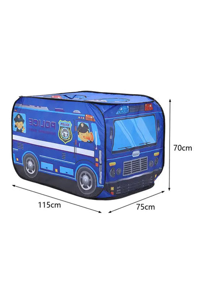 Police Car Pop-Up Play Tent for Kids, Foldable Indoor/Outdoor Toy Tent with Roof Holes, 115x75x70cm