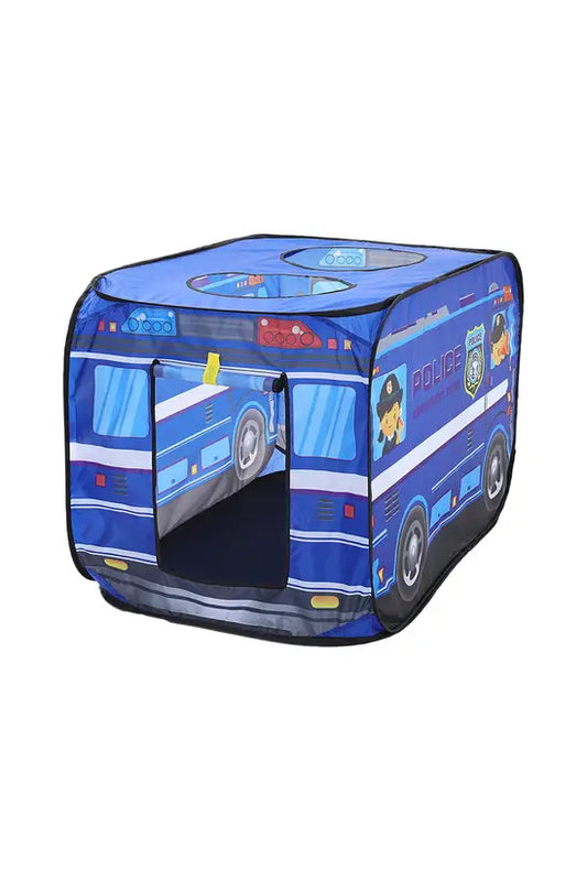Police Car Pop-Up Play Tent for Kids, Foldable Indoor/Outdoor Toy Tent with Roof Holes, 115x75x70cm