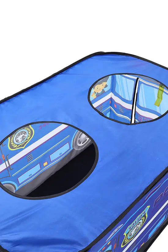 Police Car Pop-Up Play Tent for Kids, Foldable Indoor/Outdoor Toy Tent with Roof Holes, 115x75x70cm