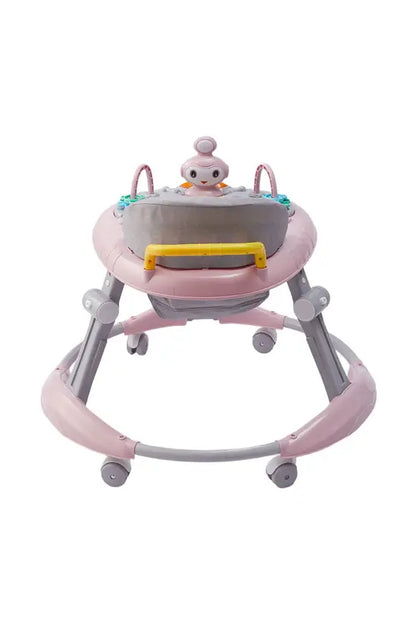 3-in-1 Baby Walker with Push Handle & Sunshade, Foldable Adjustable Height Anti-Rollover Activity Walker for Babies 6-18 Months