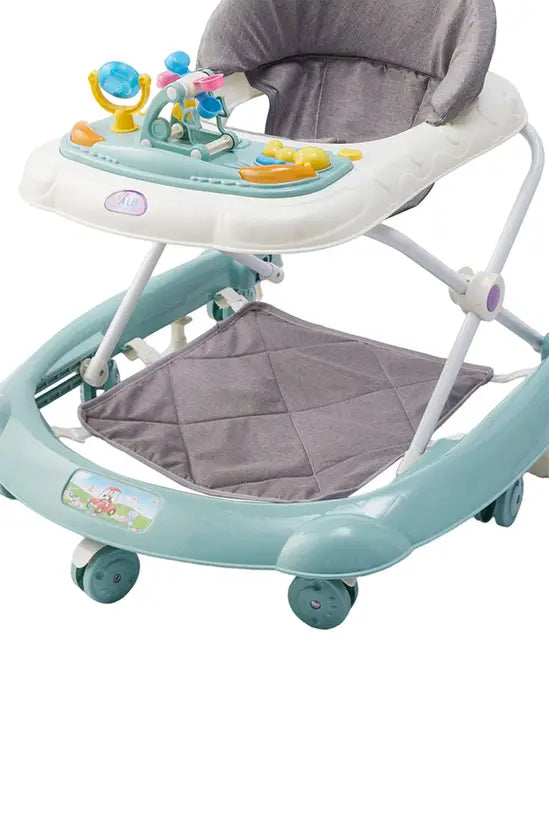 3-in-1 Foldable Baby Walker with Push Handle, Adjustable Height Anti-Rollover Activity Walker with Music for Babies 6-18 Months
