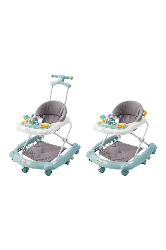 3-in-1 Foldable Baby Walker with Push Handle, Adjustable Height Anti-Rollover Activity Walker with Music for Babies 6-18 Months