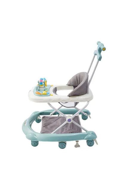 3-in-1 Foldable Baby Walker with Push Handle, Adjustable Height Anti-Rollover Activity Walker with Music for Babies 6-18 Months