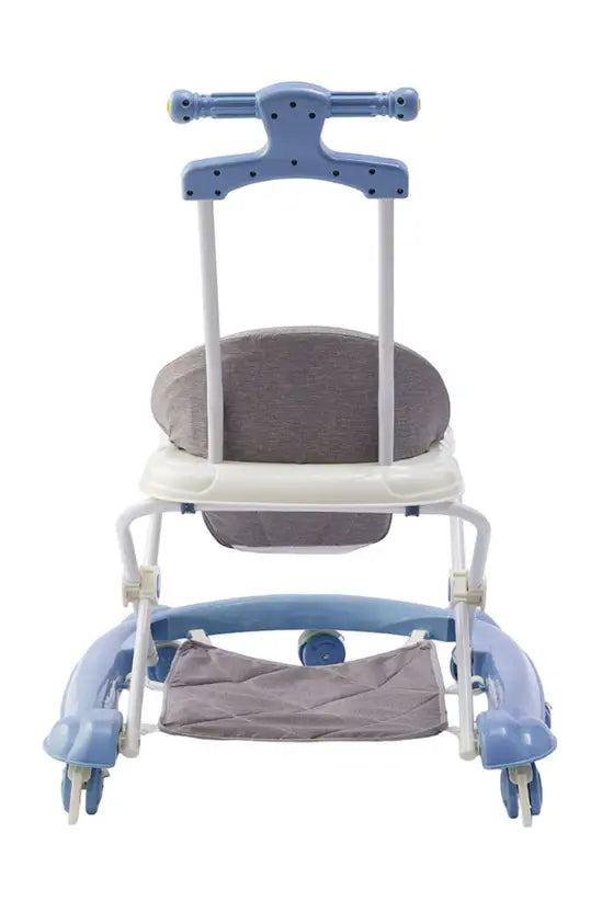 3-in-1 Foldable Baby Walker with Push Handle, Adjustable Height Anti-Rollover Activity Walker with Music for Babies 6-18 Months (Blue)
