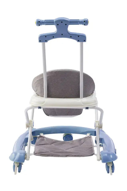 3-in-1 Foldable Baby Walker with Push Handle, Adjustable Height Anti-Rollover Activity Walker with Music for Babies 6-18 Months (Blue)