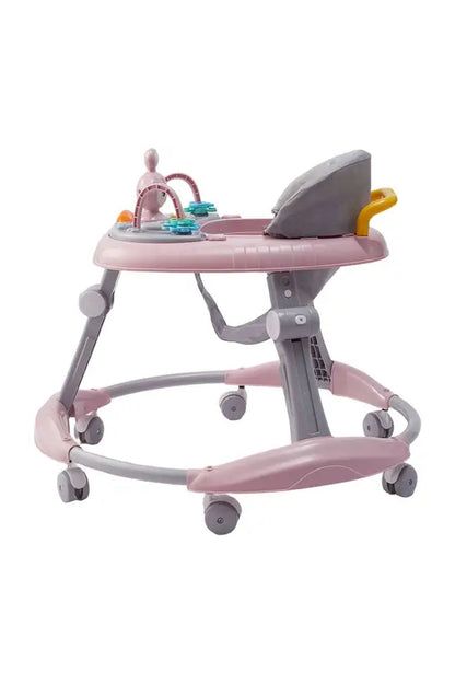 3-in-1 Baby Walker with Push Handle & Sunshade, Foldable Adjustable Height Anti-Rollover Activity Walker for Babies 6-18 Months