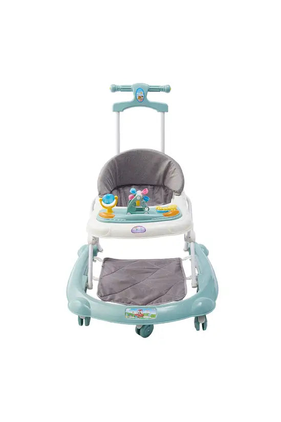 3-in-1 Foldable Baby Walker with Push Handle, Adjustable Height Anti-Rollover Activity Walker with Music for Babies 6-18 Months