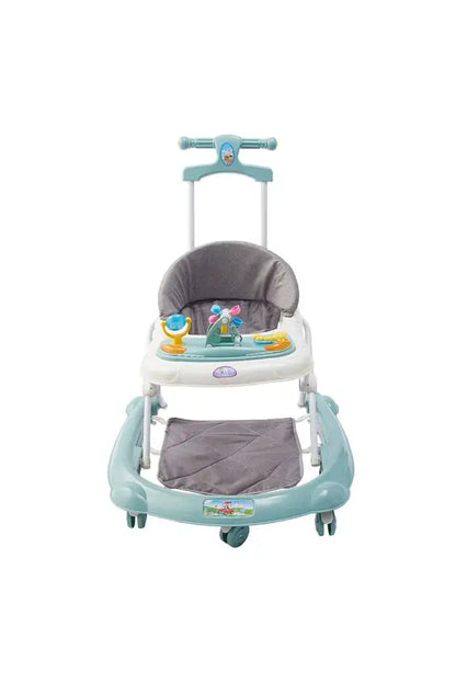 3-in-1 Foldable Baby Walker with Push Handle, Adjustable Height Anti-Rollover Activity Walker with Music for Babies 6-18 Months